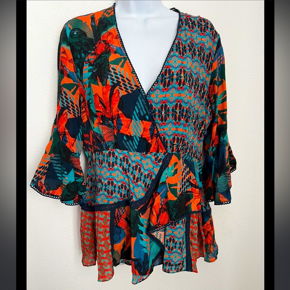Anthropologie Bhanuni by Jyoti Emilia Beaded Peasant Boho Blouse- NWT Sz XS